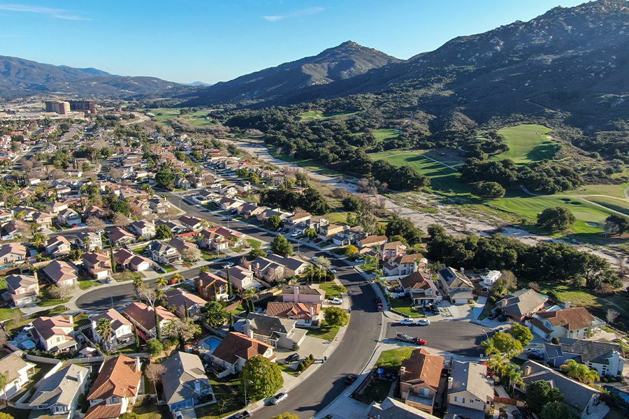 Contact - Aerial View of Residential Town on a Sunny Day in Anaheim Hills, California